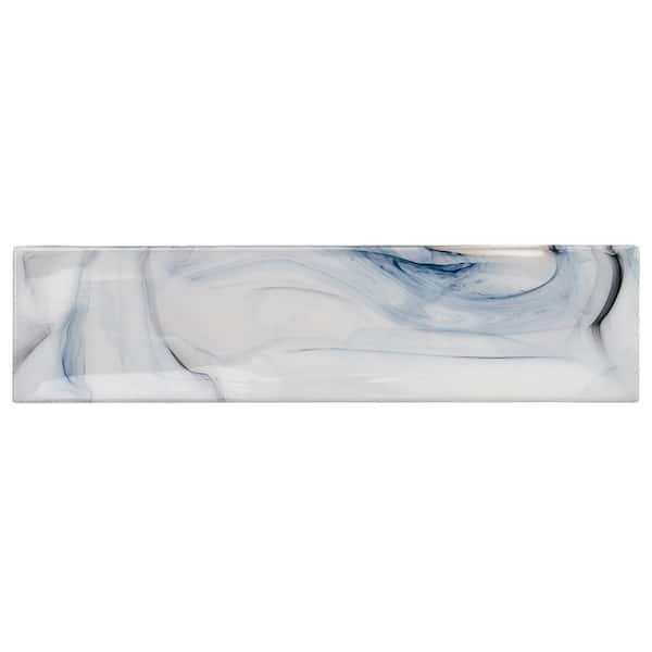 Ivy Hill Tile Hightower Night Black 3.03 in. x 0.31 in. Polished Glass Subway Wall Tile Sample