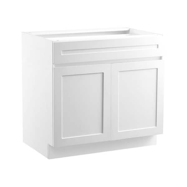 White Shaker Base Cabinet w/Drawer, 30 in. Unassembled Drawer Base Cabinet, 30 in. D x 24 in. W x 34.5 in. H to Assemble