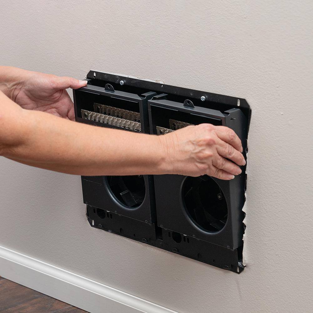 Black Twin Fan-Forced Electric Wall Heater with Thermostat