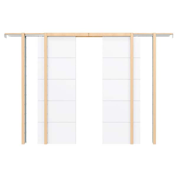 TENONER 60 in. x 80 in. White Primed 6 Panel Hollow Core Wood