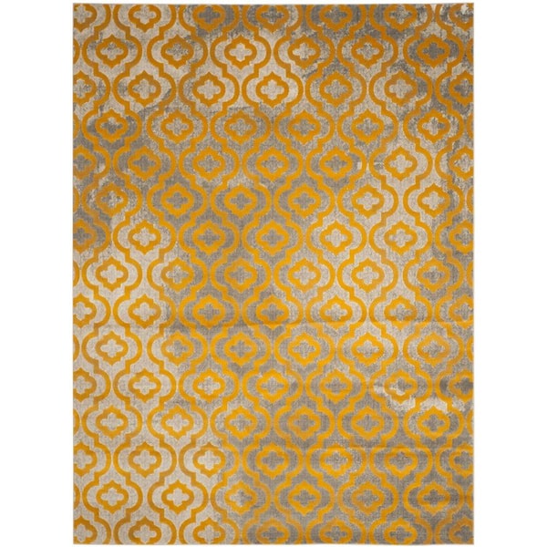 SAFAVIEH Porcello Light Grey/Yellow 8 ft. x 11 ft. Floral Area Rug