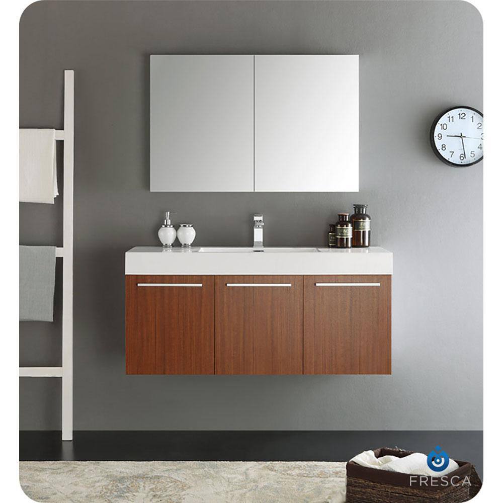 Vista 48" Teak Wall Hung Single Sink Vanity Base
