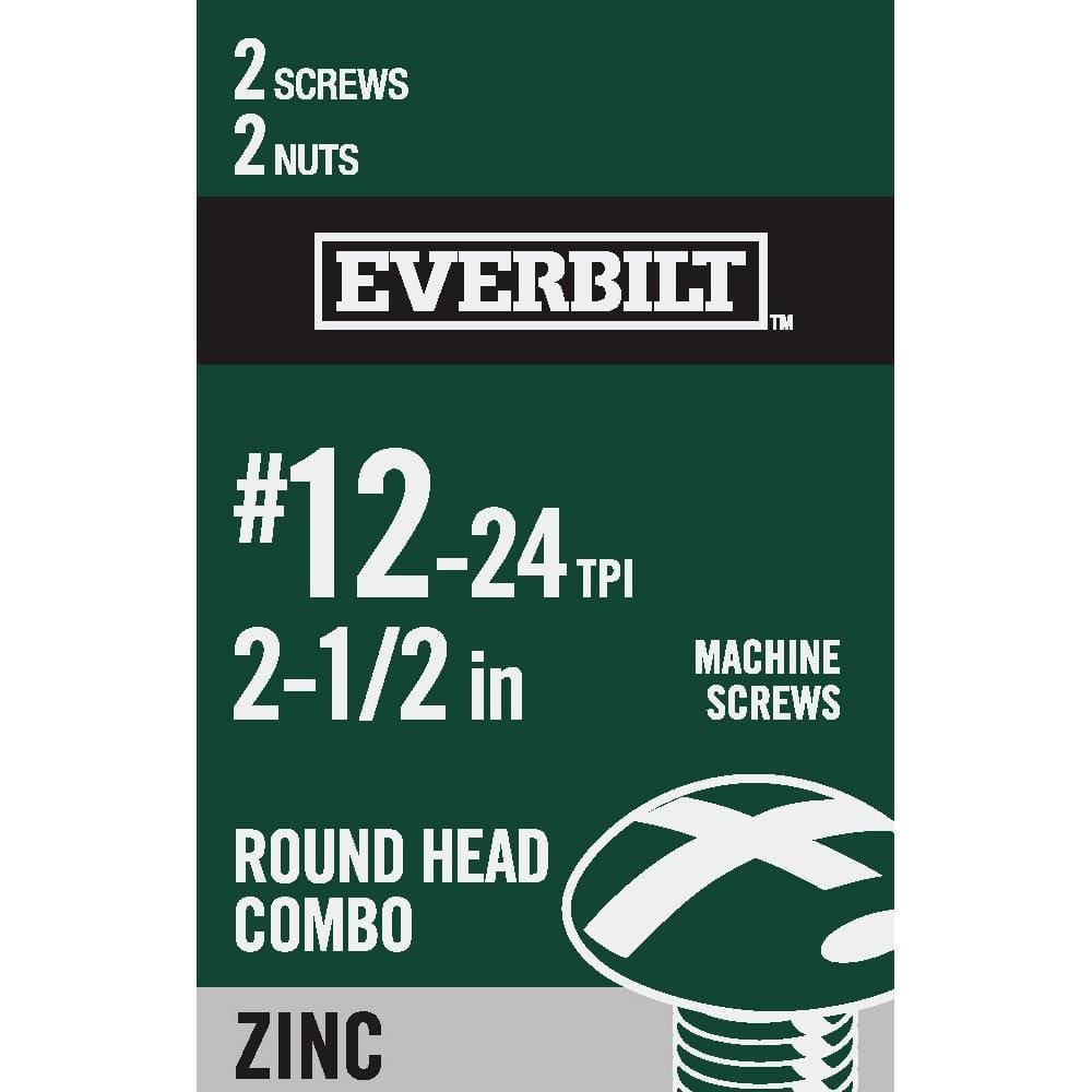 Everbilt #12-24 X 2-1/2 In. Combo Round Head Zinc Plated Machine Screw ...