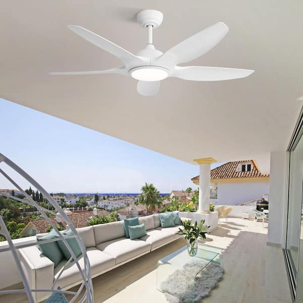 48 in. Indoor Noiseless White Integrated LED Reversible Ceiling Fan with 5-Blade DC Motor Remote Control
