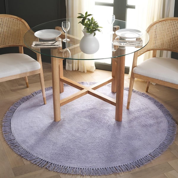 Easy Care 3 ft. x 3 ft. Lilac Modern Solid Fringe Round Area Rug