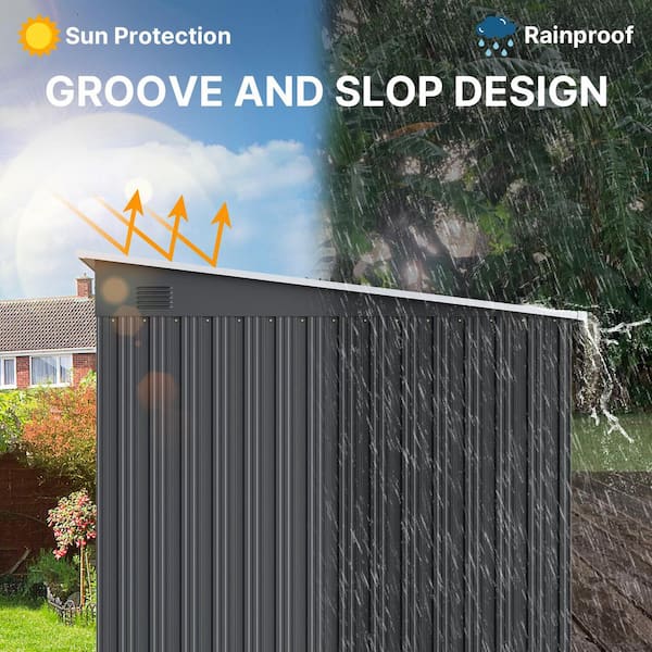 Lofka 8 ft. W x 6 ft. D Outdoor Storage Metal Shed with Sliding