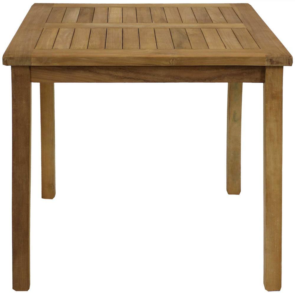 Sunnydaze Light Brown Teak Square Outdoor Dining Table