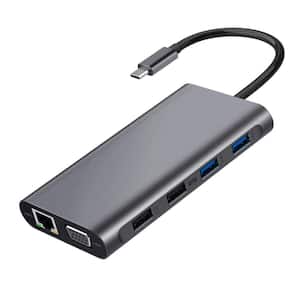 11 in 1 USB C Hub Triple Display Type C Adapter with HDMI VGA PD Ports for Laptops and More