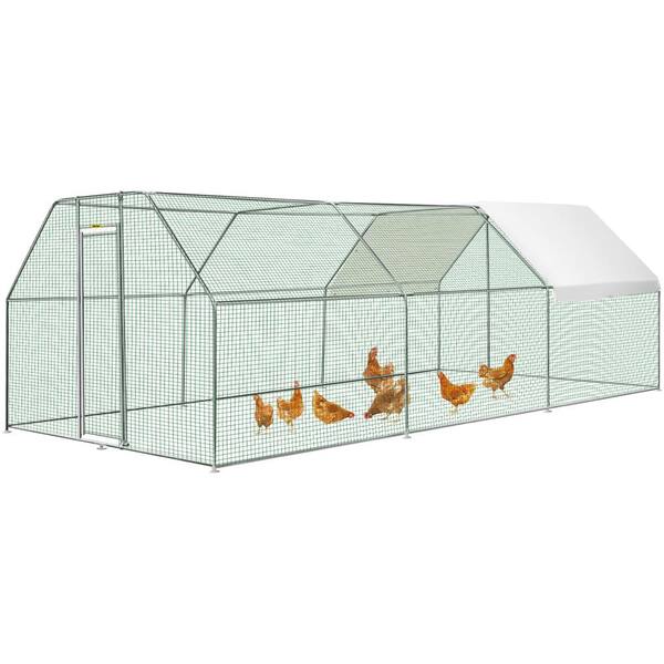 VEVOR Large Metal Chicken Coop Run Walk Chicken Run Poultry Cage Hen House 231.6 in. x 117.6 in. x 78 in. Greenhouse