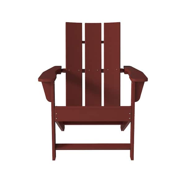 Mondawe Classic Red Outdoor Non-Folding Plastic Adirondack Chair Patio Garden Leisure Chair