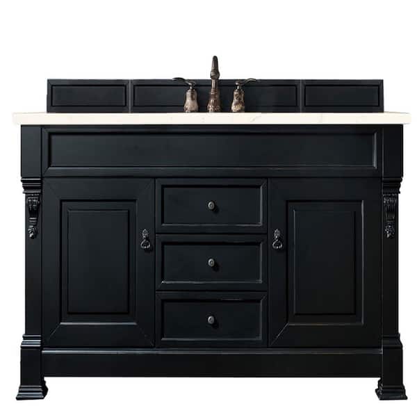 James Martin Vanities Brookfield 60 in. W x 23.5 in. D x 34.3 in. H Bath Vanity in Antique Black with Eternal Marfil Quartz Top