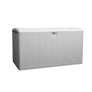 130 Gal. Grey Resin Wood Look Outdoor Storage Deck Box with Lockable Lid