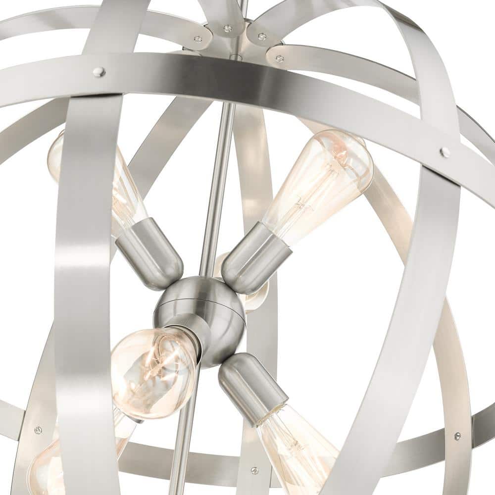 Brushed Nickel Sputnik 6-Light Pendant Chandelier