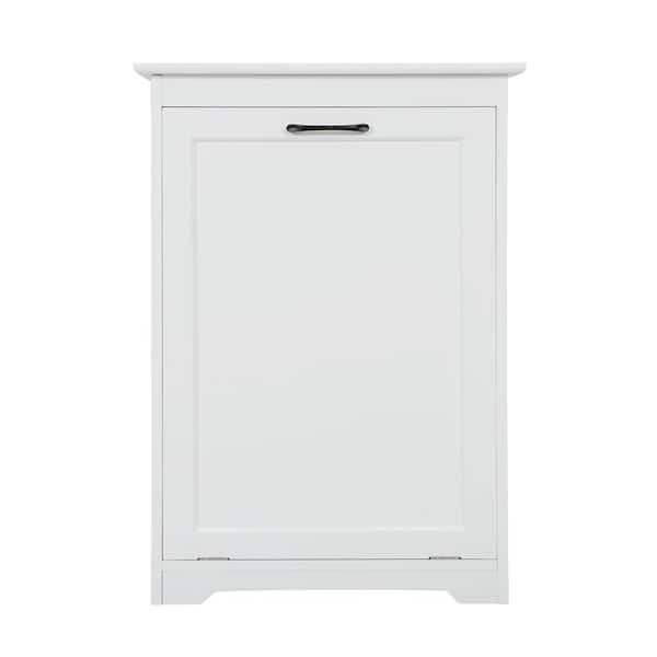 22 in. W x 15.5 in. D x 30.75 in. H Ready to Assemble Base Trash Can Cabinet in White with Adjustable Tilted Angles
