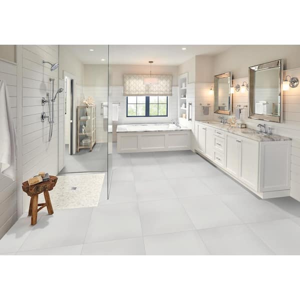 Polished Porcelain Floor, White Gloss Floor Tile Paint Home Depot