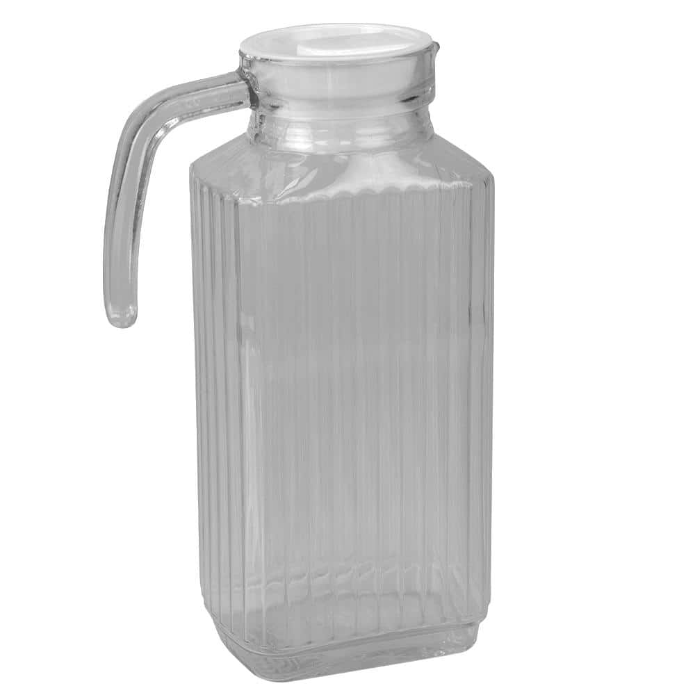 Durable Clear Glass Pitcher Non-slip 60.1 Fl Oz Clear Water Pitcher with  Lid For Kitchen Decor