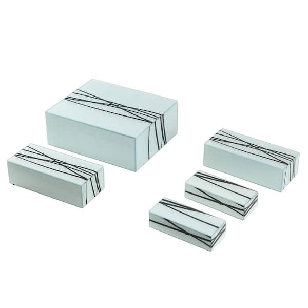 White 3.3 in x 2.3 in. Glass Decorative Box Set of 5