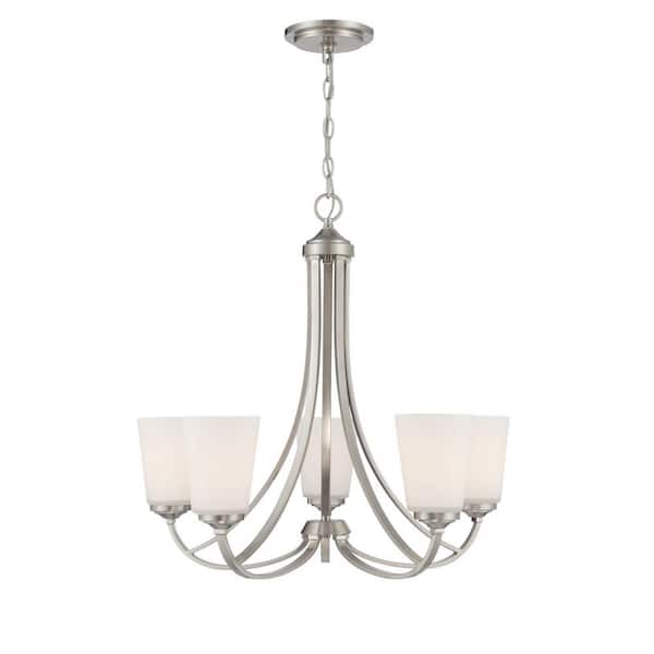 Overland Park 5-Light Brushed Nickel Modern Chandelier for Dining Room