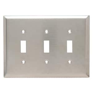 Pass & Seymour 302/304 S/S 3 Gang 3 Toggle Jumbo Wall Plate, Stainless Steel (1-Pack)