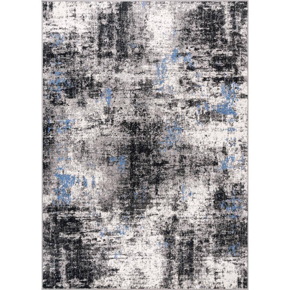 Adare Blue and Gray Abstract 5' x 7' Synthetic Area Rug