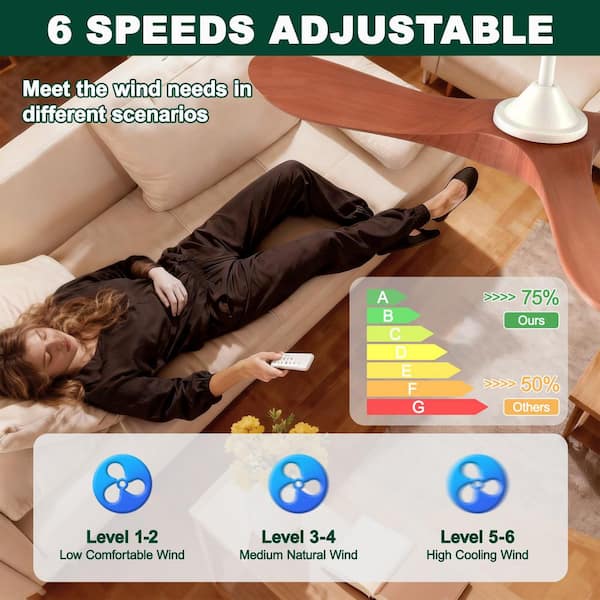 Jushua 52 in. Indoor White Downrod Mount Ceiling Fan with Light