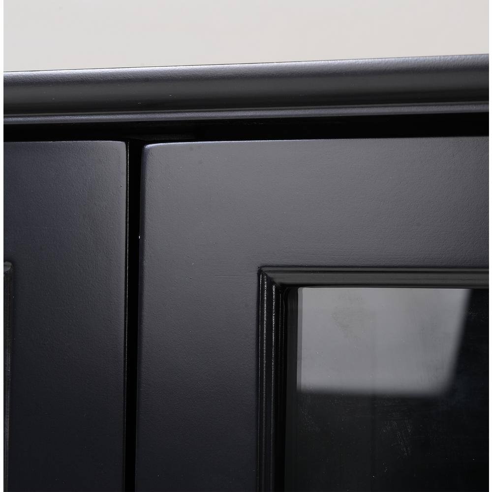 Transitional Black MDF Vertical Curio Cabinet with Tempered Glass Doors