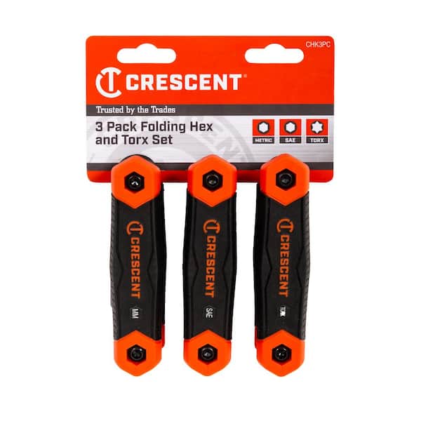 Crescent Folding SAE/Metric/Torx Dual Material Key Set (3-Pieces