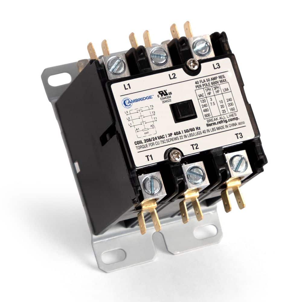 Cambridge 3-Pole 40 Amp 24-Volt Coil Voltage 50/60 Hz HVAC Contactor (1 ...