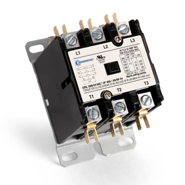 3-Pole 40 Amp 24-Volt Coil Voltage 50/60 Hz HVAC Contactor (1-Pack)