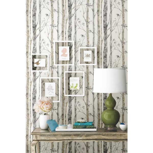 RoomMates Birch Trees White And Brown Floral Vinyl Peel & Stick