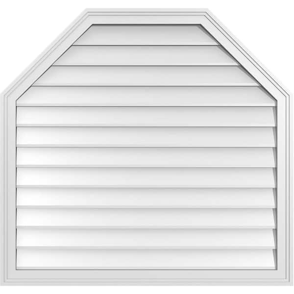 Ekena Millwork 38 in. x 36 in. Octagonal Top Surface Mount PVC Gable Vent: Decorative with Brickmould Frame