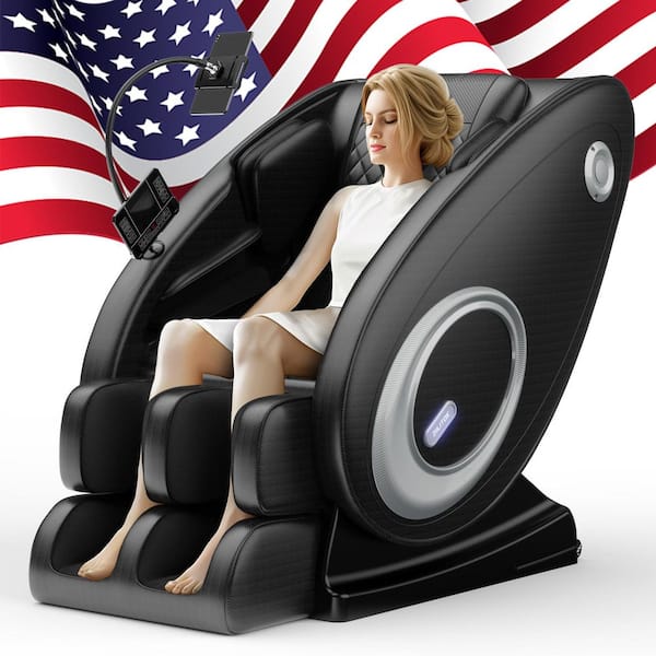 Zero Gravity Massage Chair w/ Heat-Full Body Airbag Massage, 5 Auto Modes and Foot Rollers in Brown and White PU Leather