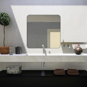 TUNE 36 in. W x 36 in. H Rectangular Black Framed Wall Mount Bathroom Vanity Mirror