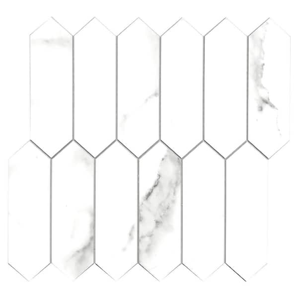 Aspect Collage Carrara Marble 11-in x 13-in Carrara-look PVC Hexagon Marble Look Peel and Stick Wall Tile (1-sq. ft/ Piece)