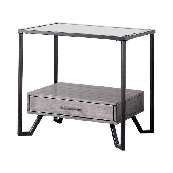 Furniture of America Vihaan Gray and Black End Table