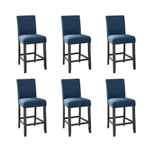 New Classic Furniture Crispin Marine Blue Polyester Fabric Counter Side Chair with Nailhead Trim (Set of 6)