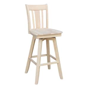 San Remo 30 in. Unfinished Wood Swivel Bar Stool