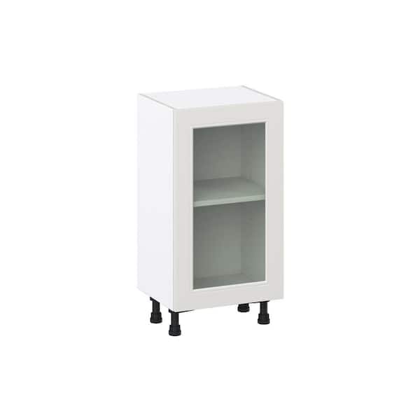 J COLLECTION Galveston 18 in. W x 14 in. D x 34.5 in. H Assembled Glass Door Base Kitchen Cabinet in Light Grey