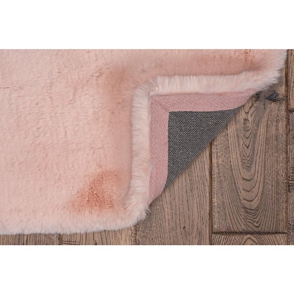 Bernice Faux Rabbit Pink 3x5 Area Rug