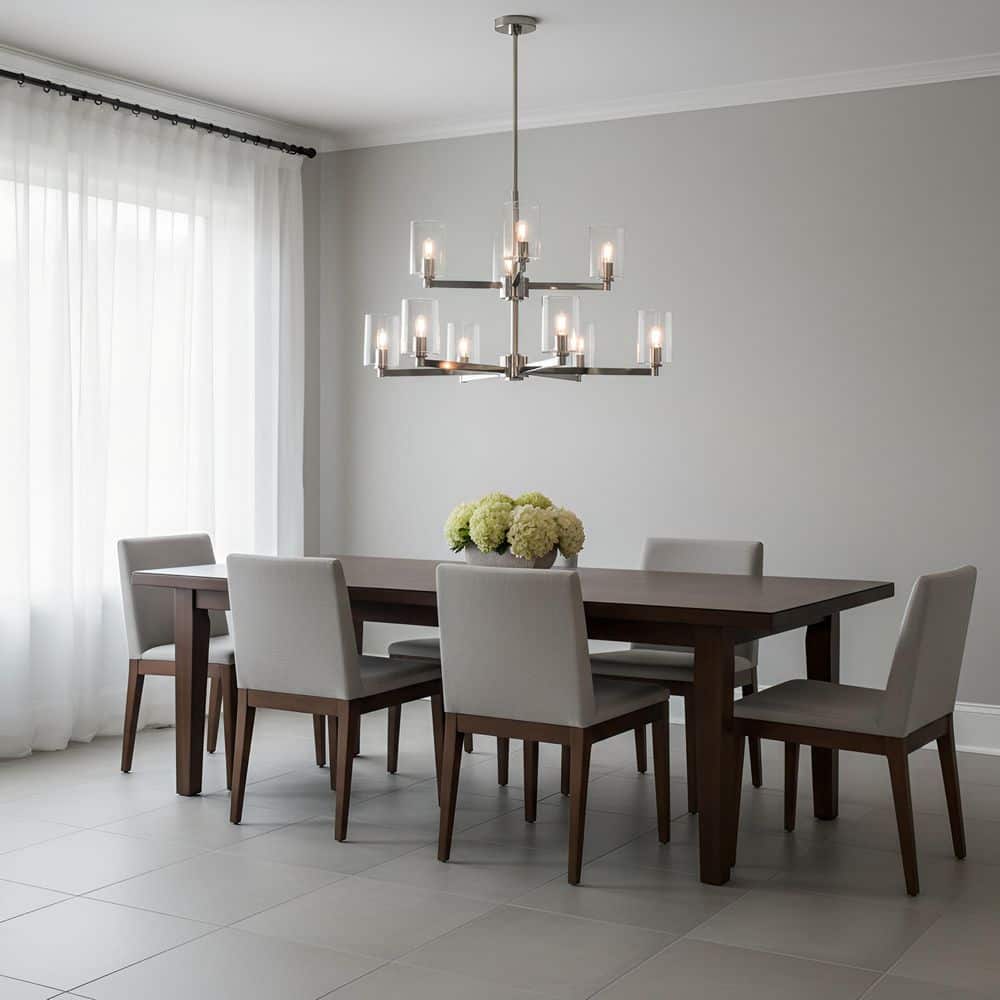 Fullton 9-Light Brushed Nickel Chandelier with Clear Glass Shades price history on PriceWatchPro