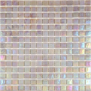 Nacreous Pearlescent Pink 4 in. x 5 in. Glossy Glass Mosaic Uniform square Wall and Floor Sample Tile