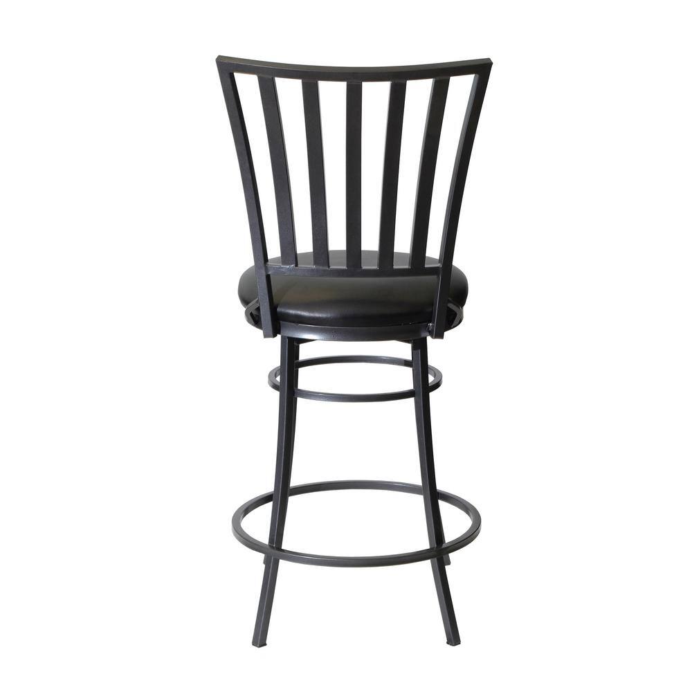 Stellan Black Metal Swivel Counter Stool with Faux Leather Seat