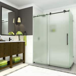 Coraline 56 in. to 60 in. x 33.875 in. x 76 in. Frameless Sliding Shower Door with Frosted Glass in Matte Black