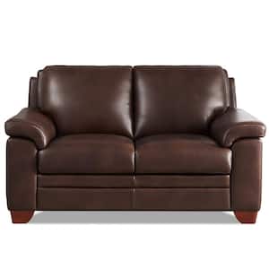 Magnum 62 in. Chestnut Top Grain Leather 2-Seater Loveseat with Memory Foam