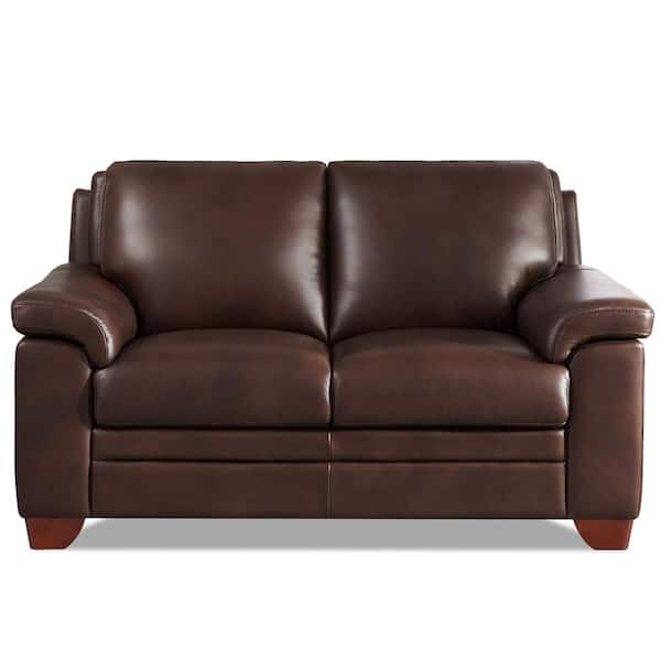 Hydeline Magnum 62 in. Chestnut Top Grain Leather 2-Seater Loveseat with Memory Foam