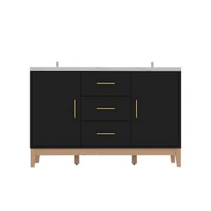 47.2 in. W. x 18.9 in. D x 31.3 in. H Bath Vanity Cabinet without Top in Black with 3-Drawer and 2-Door Cabinets