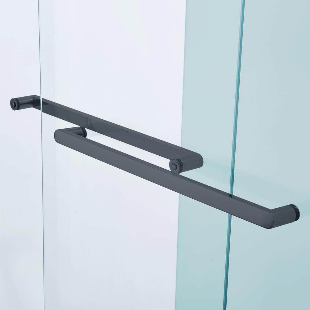 60" Matte Black Aluminum Framed Double Sliding Shower Door