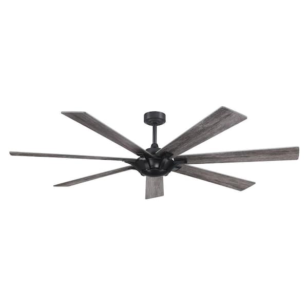 Parrot Uncle Liew 72 in. Matte Black Reversible 7-Blade Ceiling Fan with Remote Control