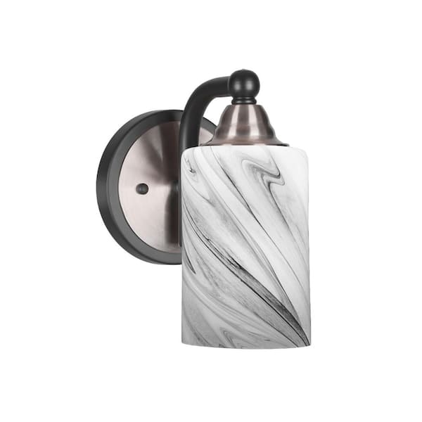 Unbranded Madison 4 in. 1-Light Matte Black and Brushed Nickel Wall Sconce with Standard Shade