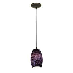 Chianti 1-Light Oil Rubbed Bronze Shaded Pendant Light with Glass Shade